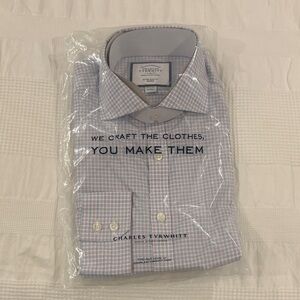 Charles Tyrwhitt Men's Pink and Blue Plaid Shirt